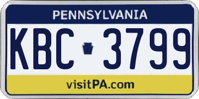 PA license plate KBC3799