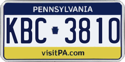 PA license plate KBC3810