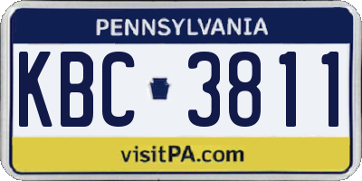 PA license plate KBC3811