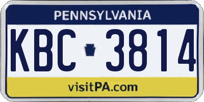 PA license plate KBC3814