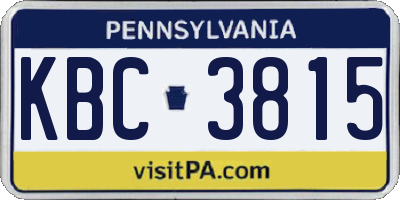 PA license plate KBC3815