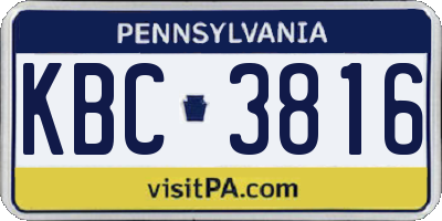 PA license plate KBC3816