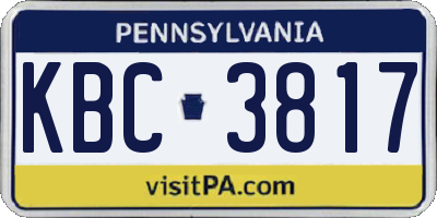 PA license plate KBC3817