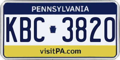 PA license plate KBC3820