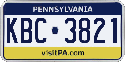 PA license plate KBC3821