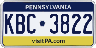 PA license plate KBC3822