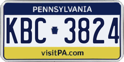 PA license plate KBC3824