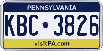PA license plate KBC3826