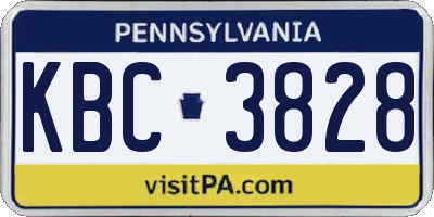 PA license plate KBC3828
