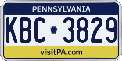PA license plate KBC3829