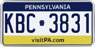 PA license plate KBC3831