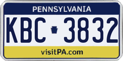 PA license plate KBC3832