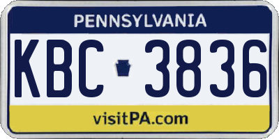 PA license plate KBC3836