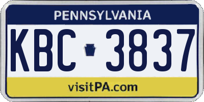 PA license plate KBC3837