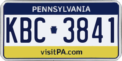 PA license plate KBC3841