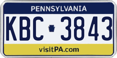 PA license plate KBC3843