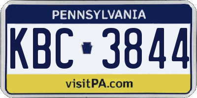 PA license plate KBC3844