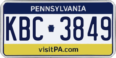 PA license plate KBC3849