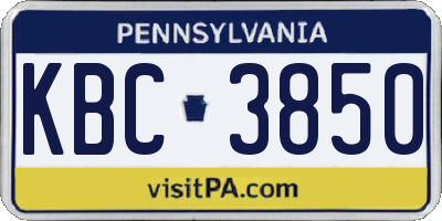 PA license plate KBC3850