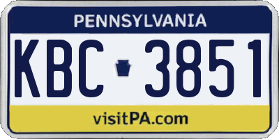 PA license plate KBC3851
