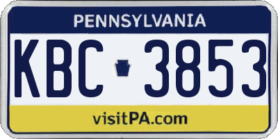 PA license plate KBC3853