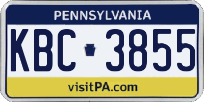 PA license plate KBC3855