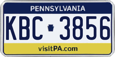 PA license plate KBC3856