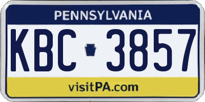 PA license plate KBC3857