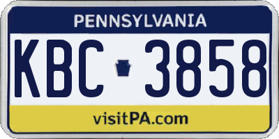 PA license plate KBC3858