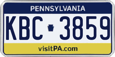 PA license plate KBC3859
