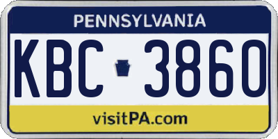 PA license plate KBC3860