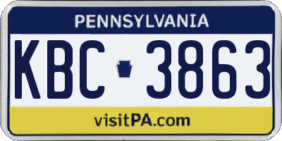 PA license plate KBC3863