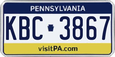 PA license plate KBC3867