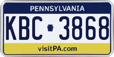 PA license plate KBC3868