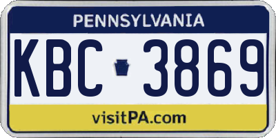 PA license plate KBC3869