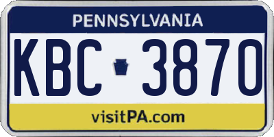 PA license plate KBC3870