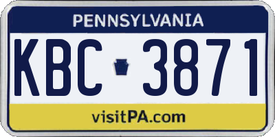 PA license plate KBC3871