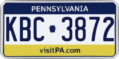 PA license plate KBC3872