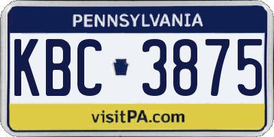 PA license plate KBC3875