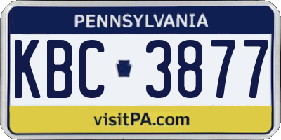 PA license plate KBC3877