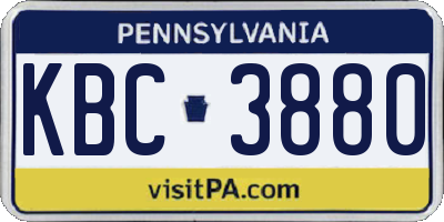 PA license plate KBC3880