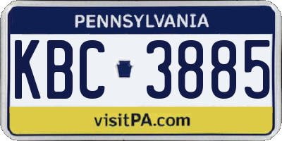 PA license plate KBC3885