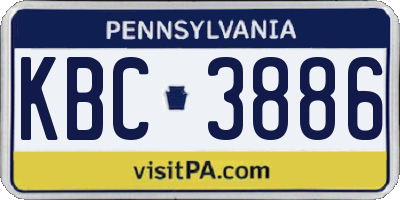 PA license plate KBC3886