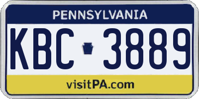 PA license plate KBC3889