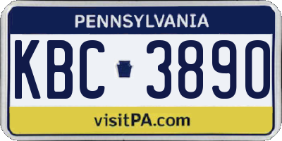 PA license plate KBC3890