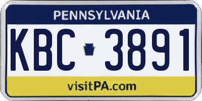 PA license plate KBC3891