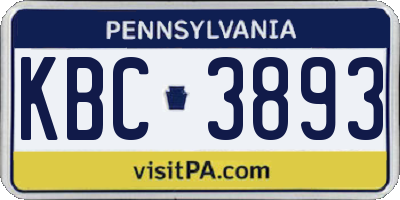 PA license plate KBC3893