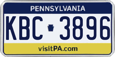 PA license plate KBC3896