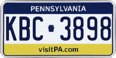 PA license plate KBC3898