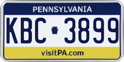 PA license plate KBC3899